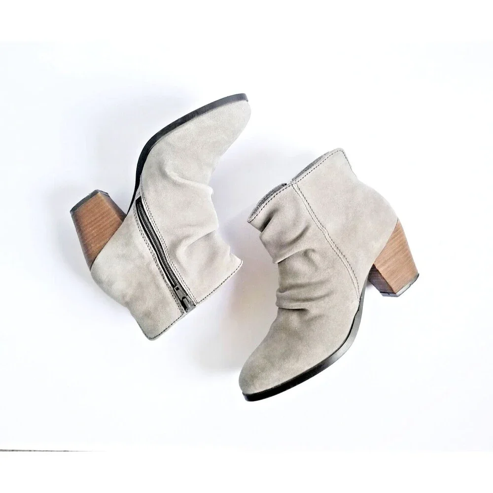 DIBA Women's Sandra Gray Suede Booties Sz 8 Heeled Ankle Boots